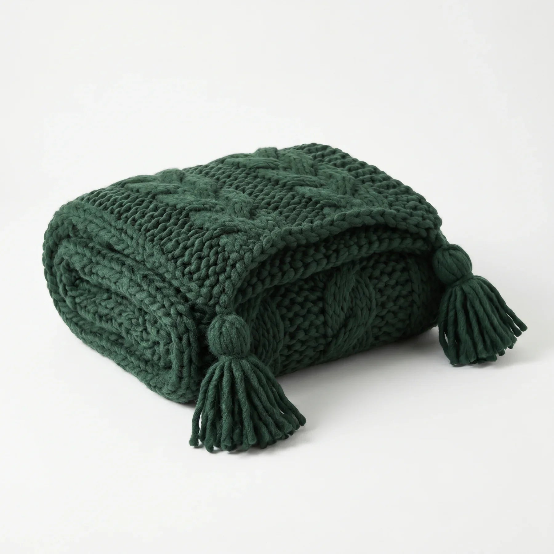 Forest Green Chunky Knit Throw