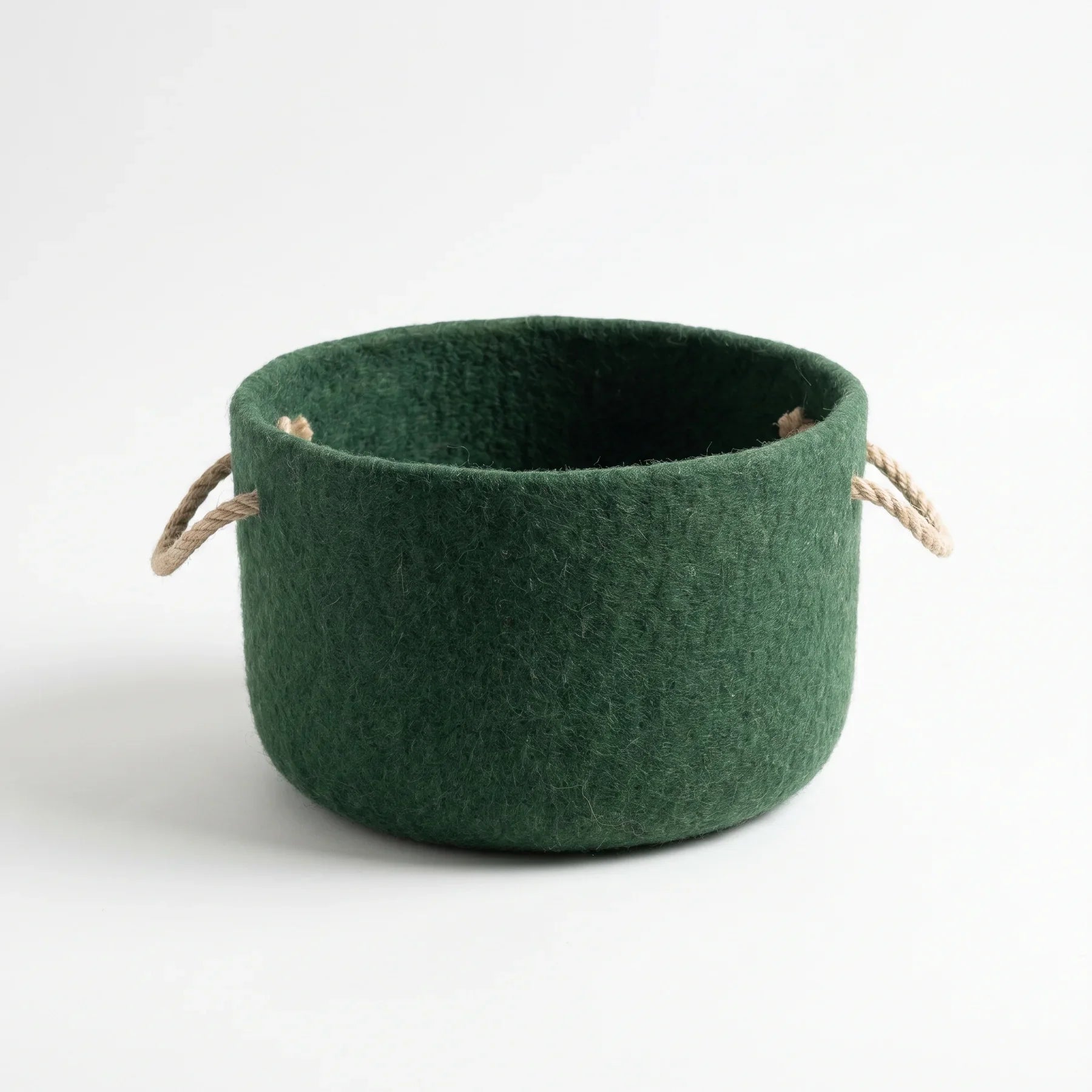 Forest Green Felted Wool Basket