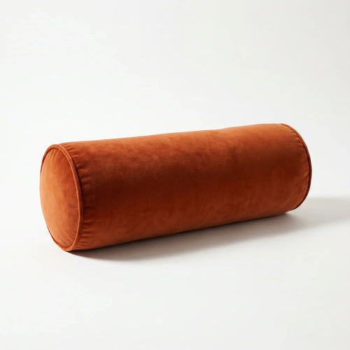Rust Velvet Bolster Pillow