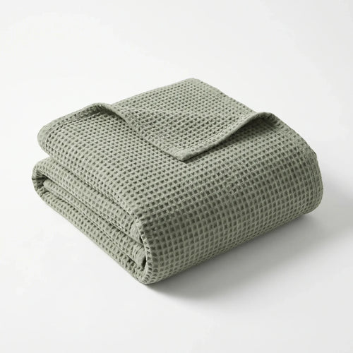 Sage Waffle Cotton Throw
